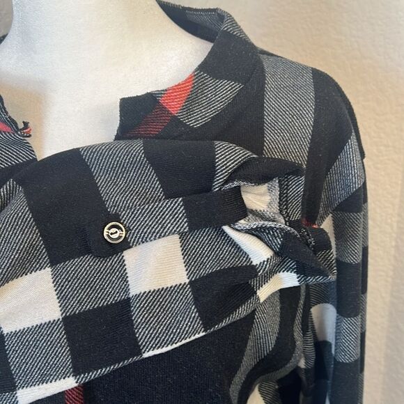 Women's Lildy Plaid Long Button Sleeve Tunic ~ Size L /XL - Picture 3 of 6